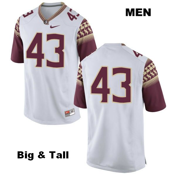 Men's NCAA Nike Florida State Seminoles #43 Jake Duff College Big & Tall No Name White Stitched Authentic Football Jersey JPG6569LH